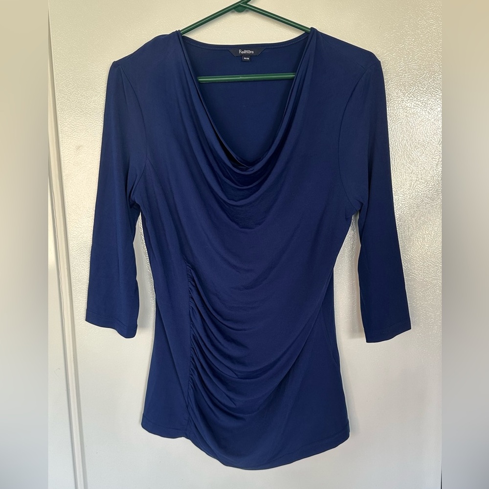 Reitmans Women's Navy Drape Neck Blouse